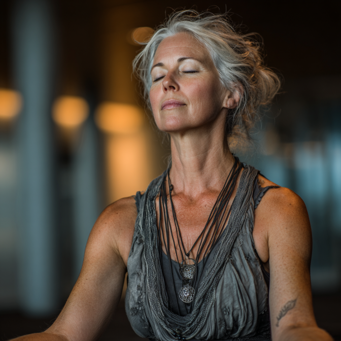 Vârstnici practicând yoga în natură